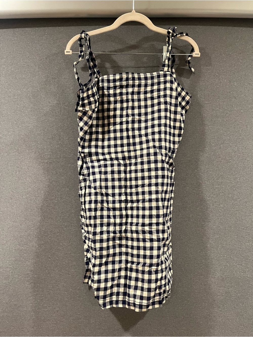 Express Black and White Gingham Tie-Shoulder Midi Dress
